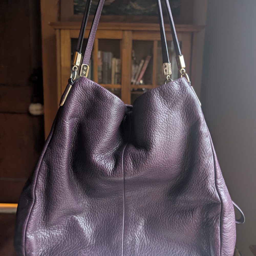 Coach Deep Purple Leather Hobo Bag